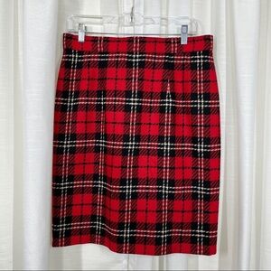 Vintage Red and Black Plaid Pencil Skirt